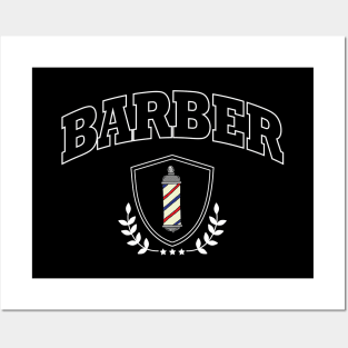 Barber Shop Pole Varsity Badge Posters and Art